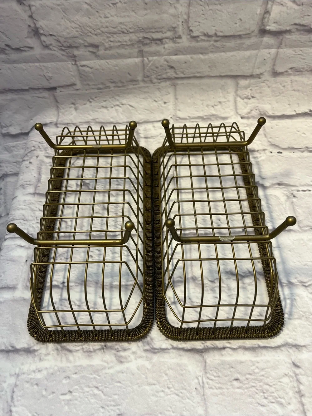 Gold Wire Storage Baskets - Set of 2